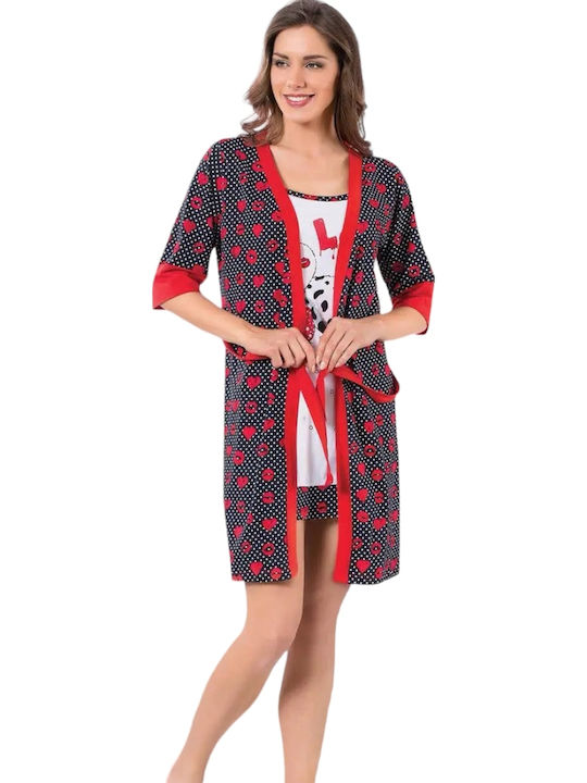 Remix Sommer Damen Pyjama-Set Rot