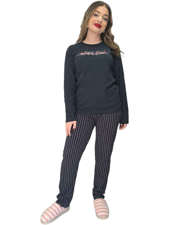Remix Winter Damen Pyjama-Set Dark Blue