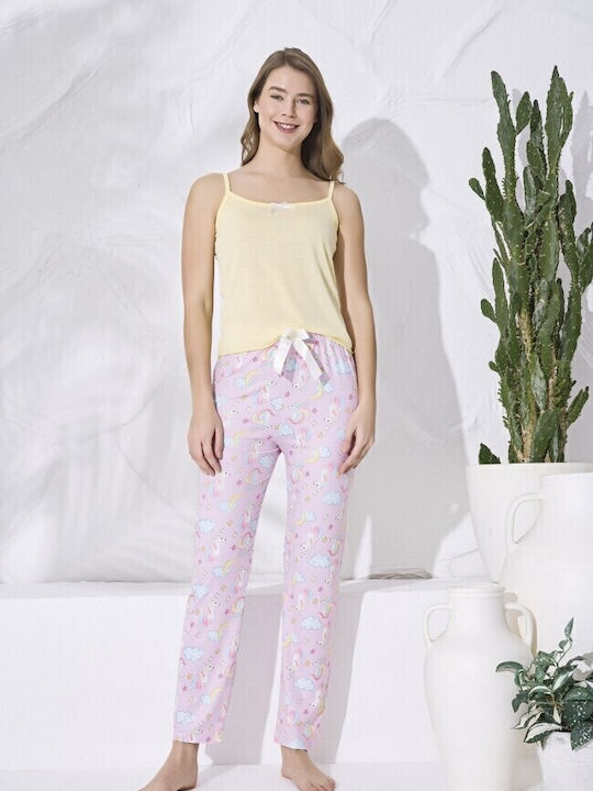 Remix Sommer Damen Pyjama-Set Yellow / Pink