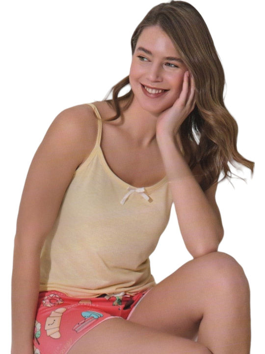 Remix Sommer Damen Pyjama-Set Yellow/pink