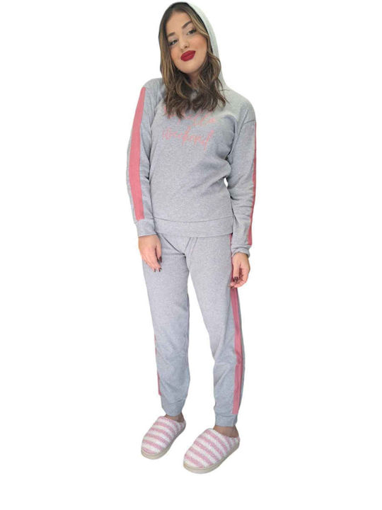 Remix Winter Damen Pyjama-Set Grey, Pink
