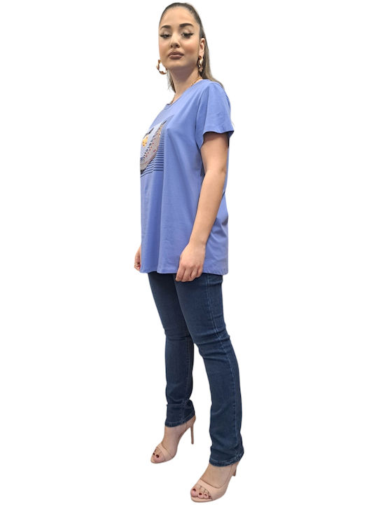 Damen Oversized T-Shirt Blue