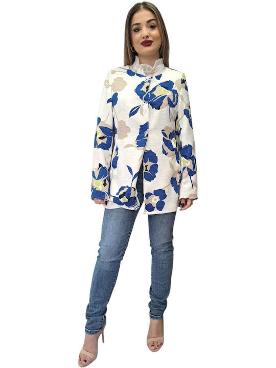 Damen Blau Mantel mit Knöpfen