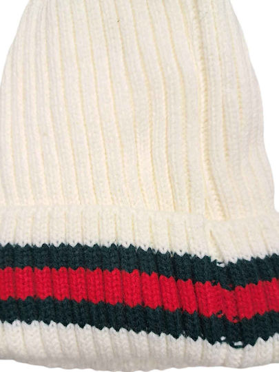 Pom Pom Beanie Unisex Beanie Gestrickt in Weiß Farbe