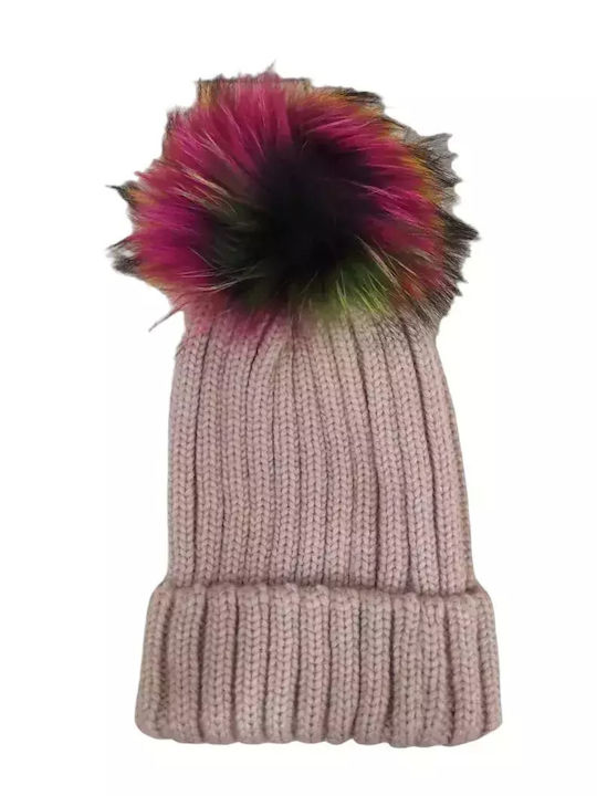 Ribbed Beanie Cap Pink