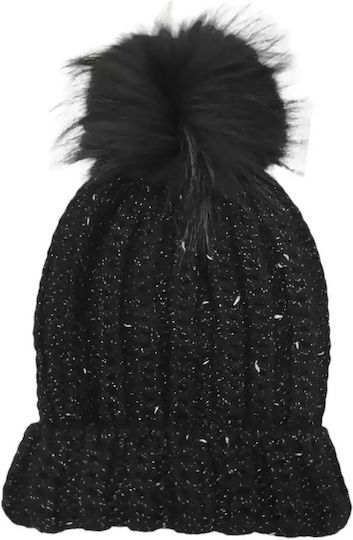Pom Pom Beanie Frauen Beanie Gestrickt in Schwarz Farbe