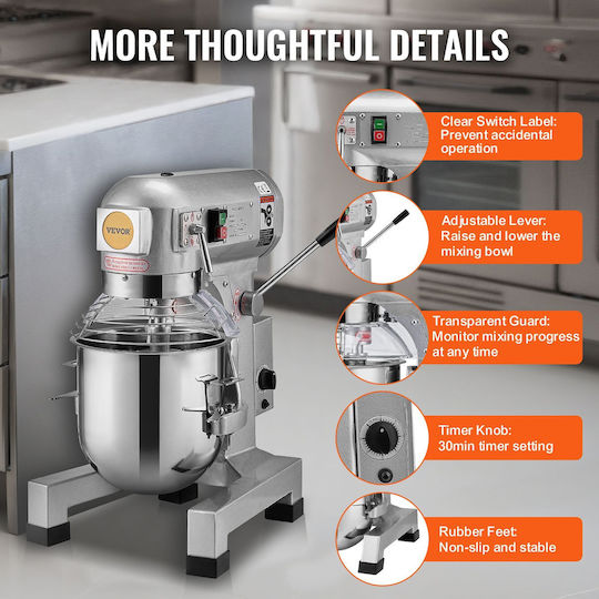 Vevor Επαγγελματικό Ζυμωτήριo με Κάδο 10lt 550W