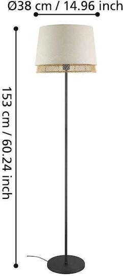 Eglo Tabley Floor Lamp H153xW38cm. with Socket for Bulb E27 Beige