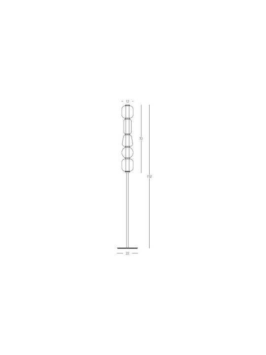 Zambelis Lights LED Φωτιστικό Δαπέδου Υ152xΜ12εκ. με Θερμό Λευκό Φως 1050lm Χρυσό