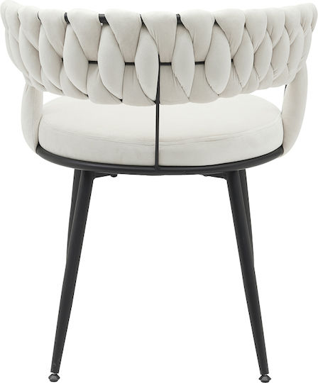 Alkia Dining Room Velvet Chair Beige 60x57x68cm