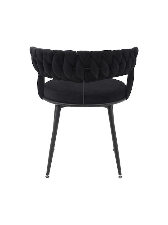 Alkia Scaune Sala de mese Catifelate Negru 1buc 60x57x68buc