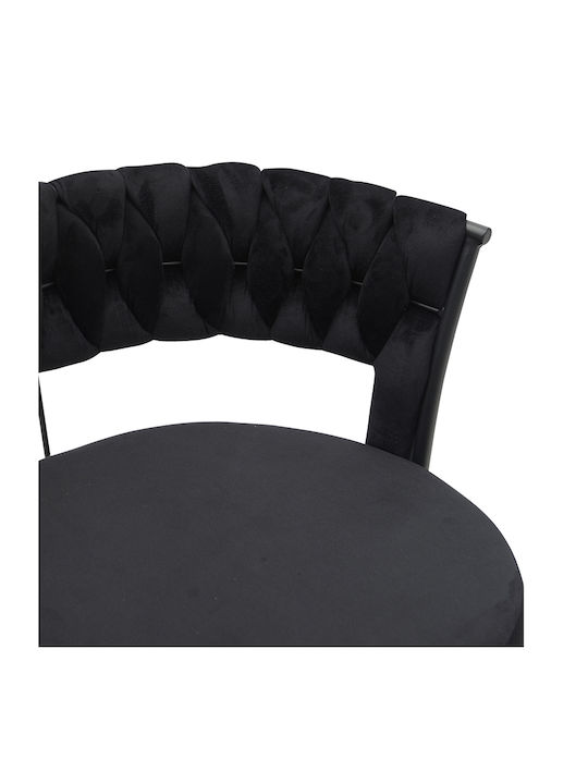 Alkia Scaune Sala de mese Catifelate Negru 1buc 60x57x68buc