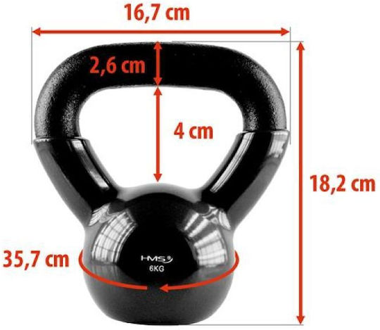 HMS Knv06 Kettlebell από Μαντέμι 6kg Μαύρο