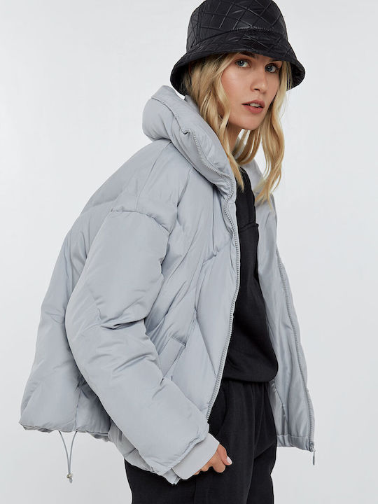 Women's Short Lifestyle Jacket for Winter Gray