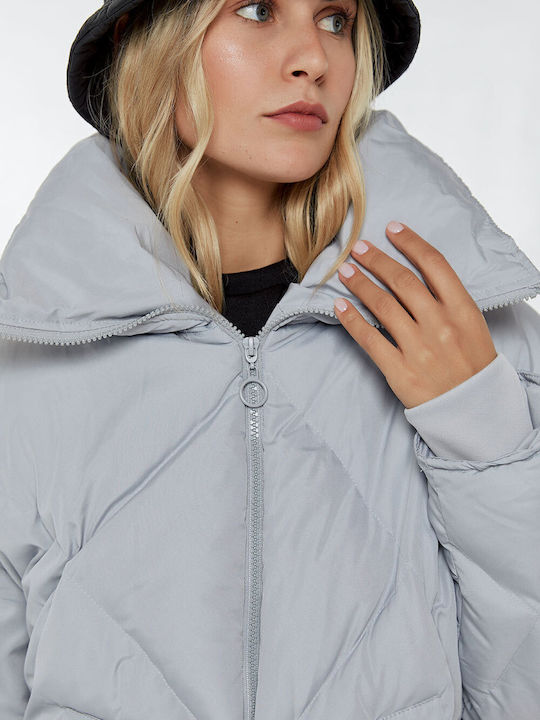Women's Short Lifestyle Jacket for Winter Gray