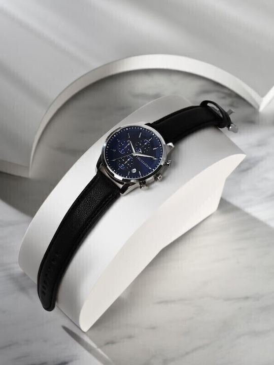 Trussardi Tbridge Ανδρικό Ρολόι Χρονογράφος Μπαταρίας με Μαύρο Μεταλλικό Μπρασελέ