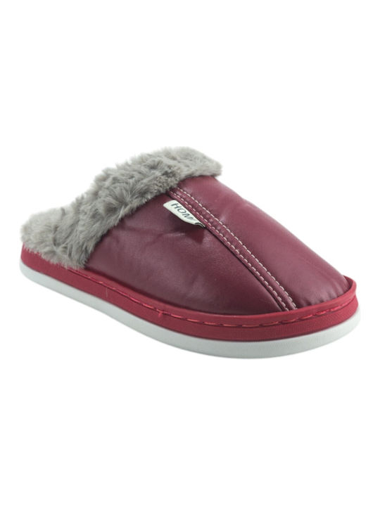 Plato Winter Women's Slippers in Burgundy color