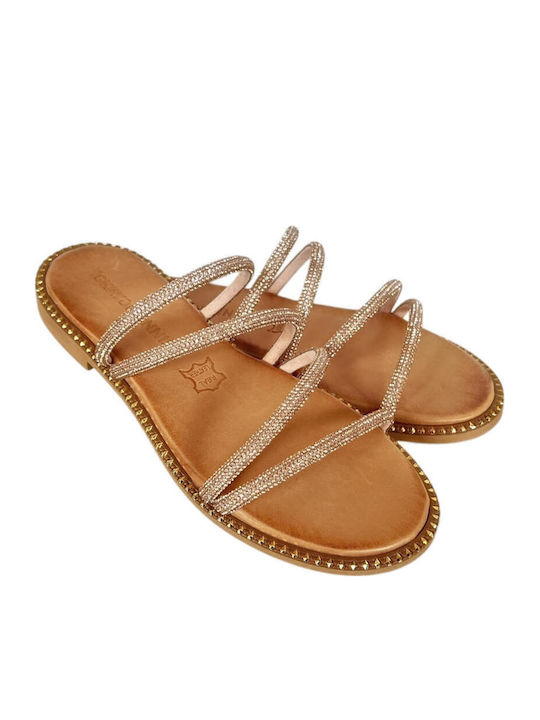 Sandale Casual Damă Din Piele Roz Auriu