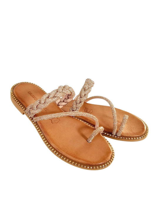 Sandale Casual Damă Din Piele Roz Auriu