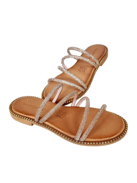 Sandale Casual Damă Din Piele Roz Auriu