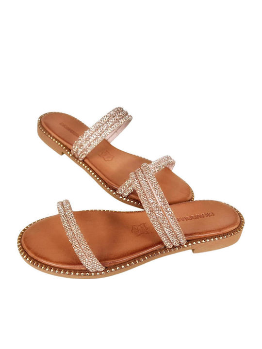 Sandale Casual Damă Din Piele Roz Auriu