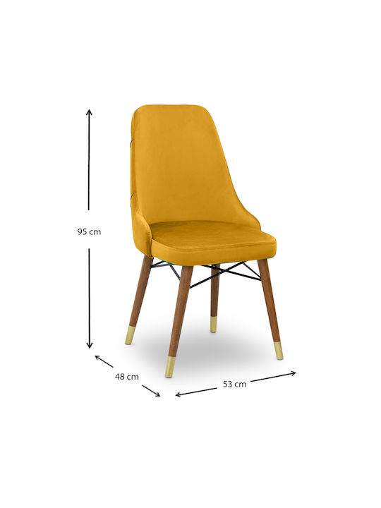 Venus Scaune Sala de mese Catifelate Mustard - Walnut 1buc 53x48x95buc