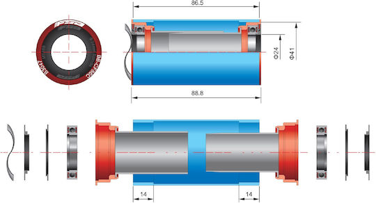 Μεσαια Τριβη Fsa Road Megaexo 24mm Pf Bb86-41 Carbon Cf86
