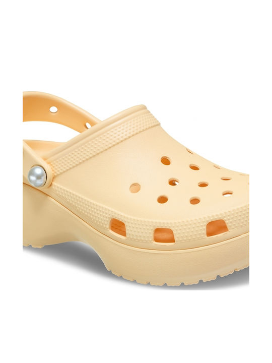 Crocs Classic Pearl Γυναικεία Σαμπό Κίτρινα