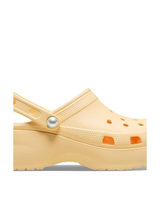 Crocs Classic Pearl Γυναικεία Σαμπό Κίτρινα