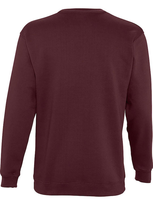 Herren Baumwoll-Nasa-Sweatshirt Dickes Rundhals Bordeaux