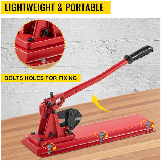 Vevor 24" Bench Type Hand Swager Cutting Capacity 3/8" Bolt Cutter Bench Type Hardness 35-45hrc Crimping Tool Punch Wire Rope Cable Red Swaging Machine Swaging Cutting Arm Bench Swager