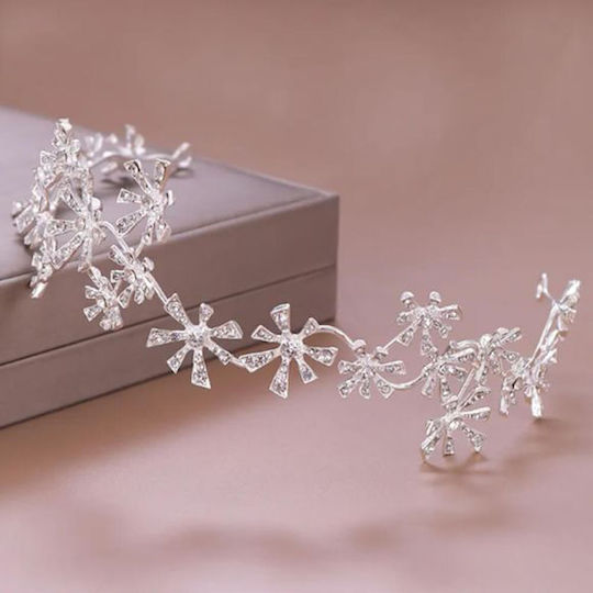 Frumoasă Decorațiune de Păr pentru Mireasă din Cristal Argintiu Aneta Dimensiuni Lungime 38cm Lățime 6cm