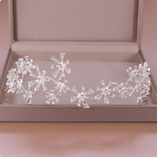 Frumoasă Decorațiune de Păr pentru Mireasă din Cristal Argintiu Aneta Dimensiuni Lungime 38cm Lățime 6cm