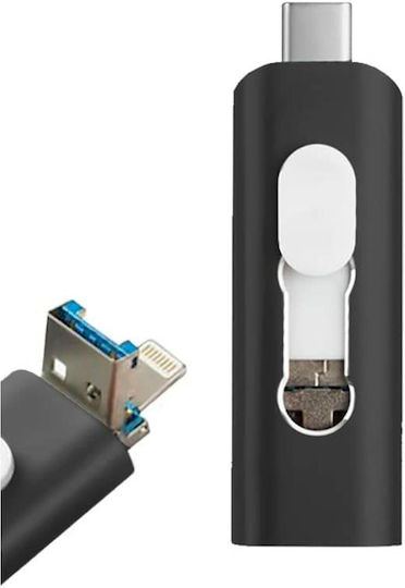 Cool 128GB USB 2.0 Stick with connection USB-C & Lightning Black