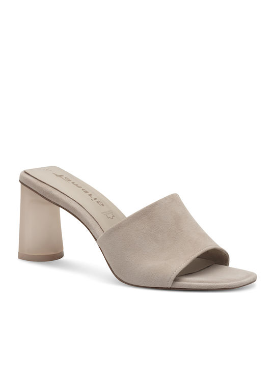 Wildleder Mules mit Chunky Hoch Absatz in Gray Farbe