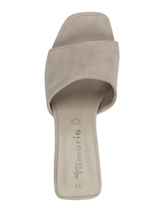 Wildleder Mules mit Chunky Hoch Absatz in Gray Farbe