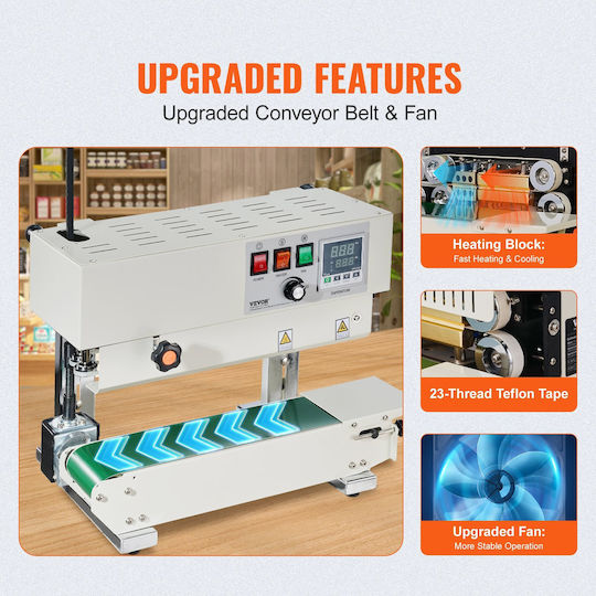 Vevor Continuous Bag Band Sealing Machine Vertical Band Sealer Carbon Steel