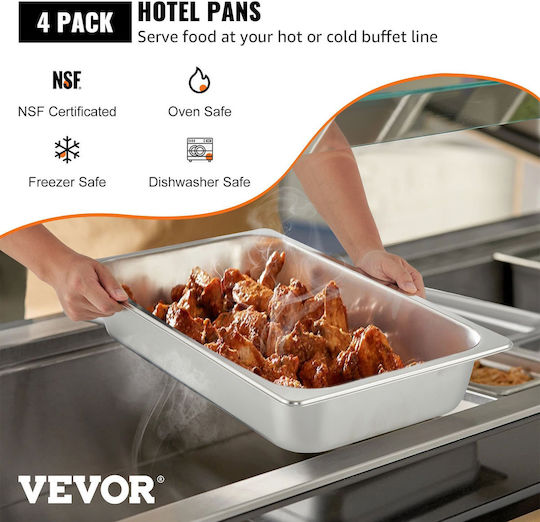 Vevor Steam Table Pans 4 Pack 20.9 X 12.8 X 3.9 Inches Deep Full-Size Steam Table Pan 13L Food Container Stainless Steel Hotel Oven Tray Food Pans by Marmelada Steam Table Pan