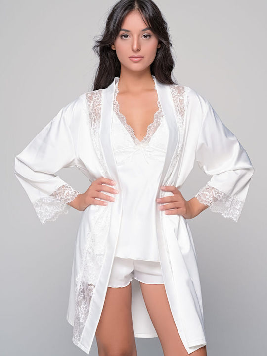 Milena by Paris Winter Bridal Women's Pyjama Set Satin Ivory Coast