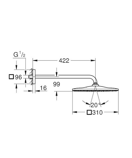 Grohe Rainshower Mono 310 Cube Platz Duschkopf