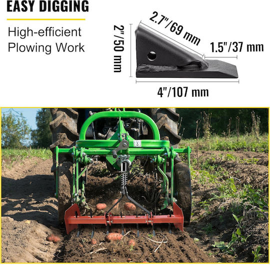 Vevor 5pcs Box Blade Shank 16" Scarifier 3 Holes Box Scraper Shank Ripper Shank Removable Tapered Teeth Pins Adjustable Log Arrangement Replacement Digging Plowing