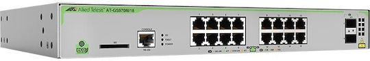 Allied Telesis GS970M/18 Managed L3 Switch με 16 Θύρες Gigabit (1Gbps) Ethernet και 2 SFP Θύρες