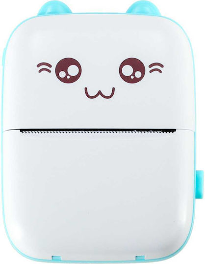 Mini Bluetooth Thermal Printer Photos Φορητός Εκτυπωτής White Blue