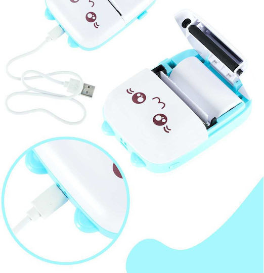 Mini Bluetooth Thermal Printer Photos Φορητός Εκτυπωτής White Blue