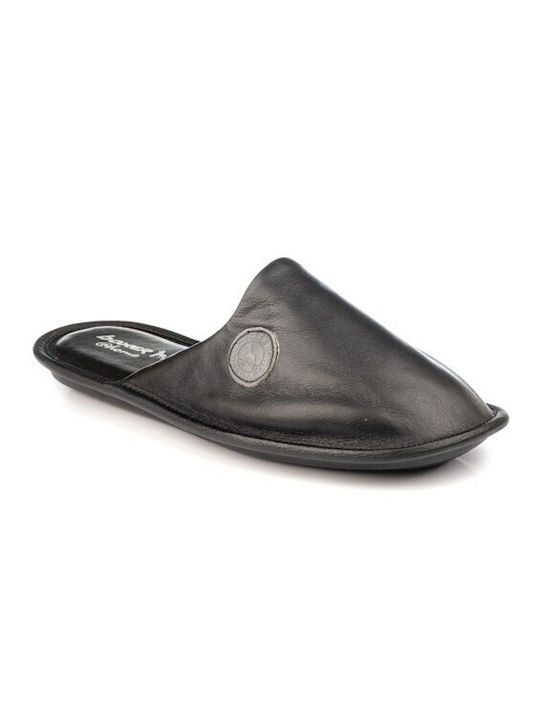 Boxer Men's Leather Slippers Black