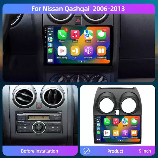 Car Audio System for Nissan Qashqai 2006-2013 (Bluetooth/USB/WiFi/GPS/Apple-Carplay/Android-Auto) with Touch Screen 9"