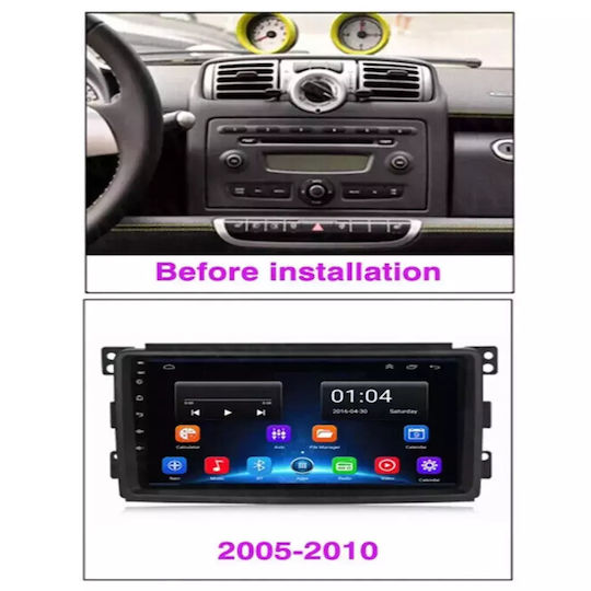 Auto-Audiosystem für Smart FürZwei 2007-2010 (Bluetooth/USB/WiFi/GPS/Apple-Carplay/Android-Auto) mit Touchscreen 9"