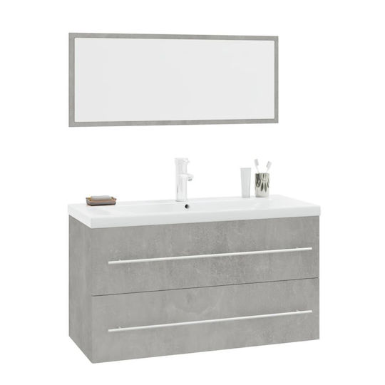 vidaXL Πάγκος με Νιπτήρα & Καθρέπτη Μ90xΒ48xΥ38.5cm Γκρι Σκυροδέματος vidaXL Πάγκος με Νιπτήρα & Καθρέπτη Μ90xΒ48xΥ38.5cm Γκρι Σκυροδέματος