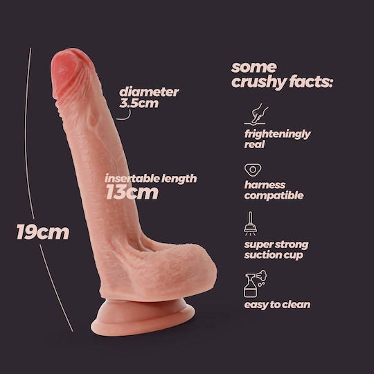 Crushious Glass Dildo with Balls and Suction Cup Flesh 19cm