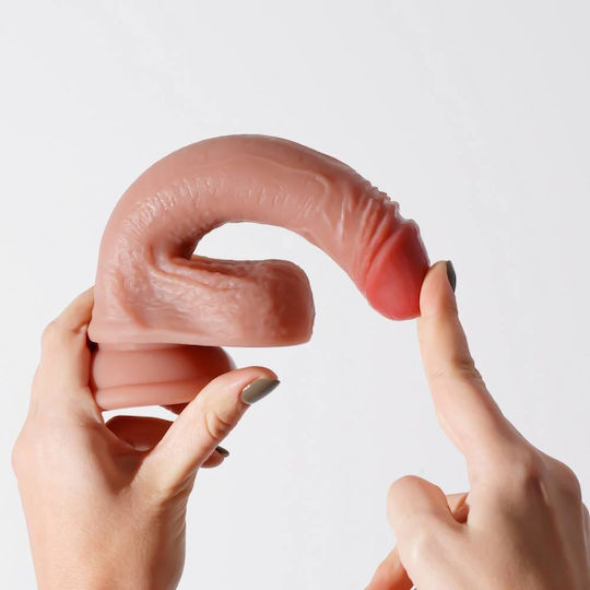 Crushious Glass Dildo with Balls and Suction Cup Flesh 19cm